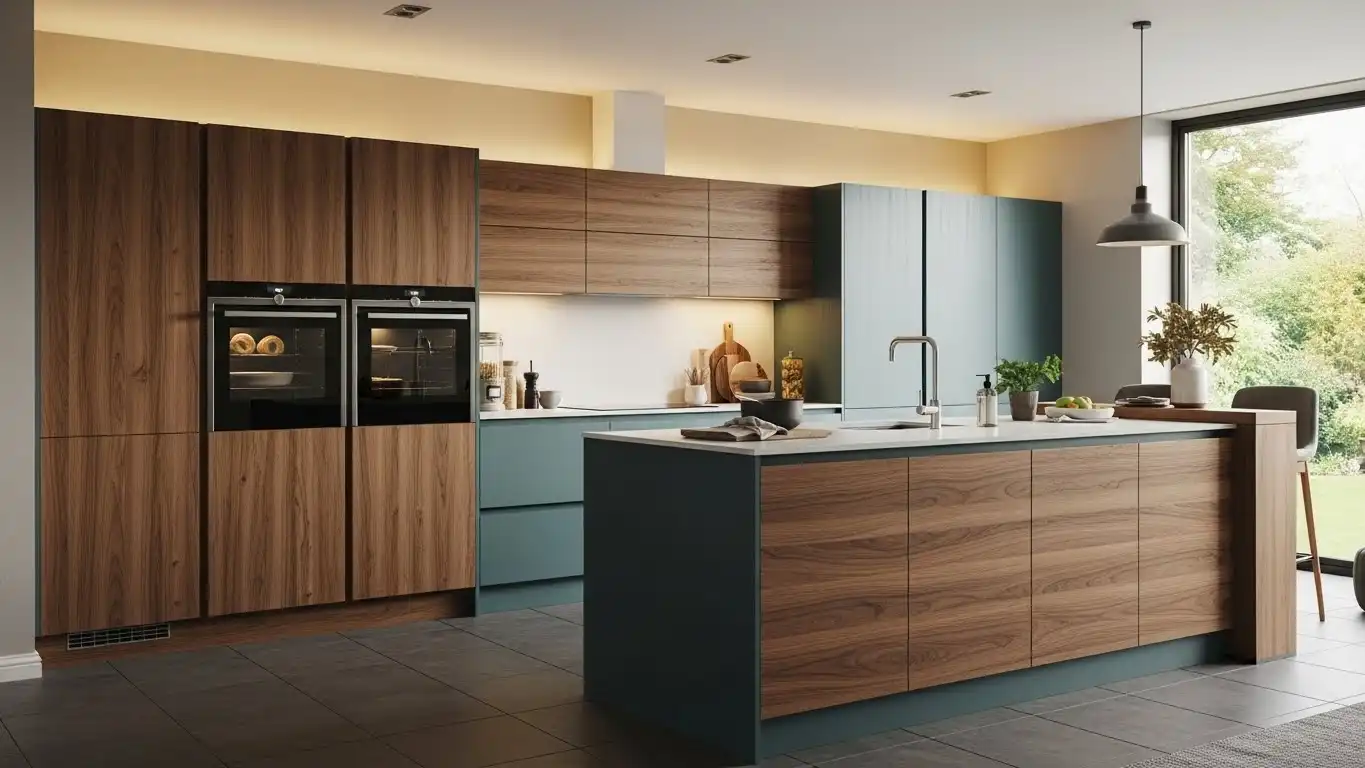 Modular Kitchen Cabinets in Wood Finish